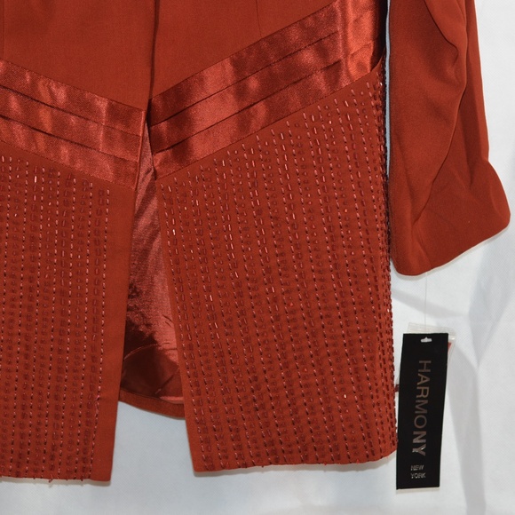 Beaded/Embellished Rust Coloured Special Occasion 2 pc suit SZ 14 Harmony NY NWT - Picture 5 of 11